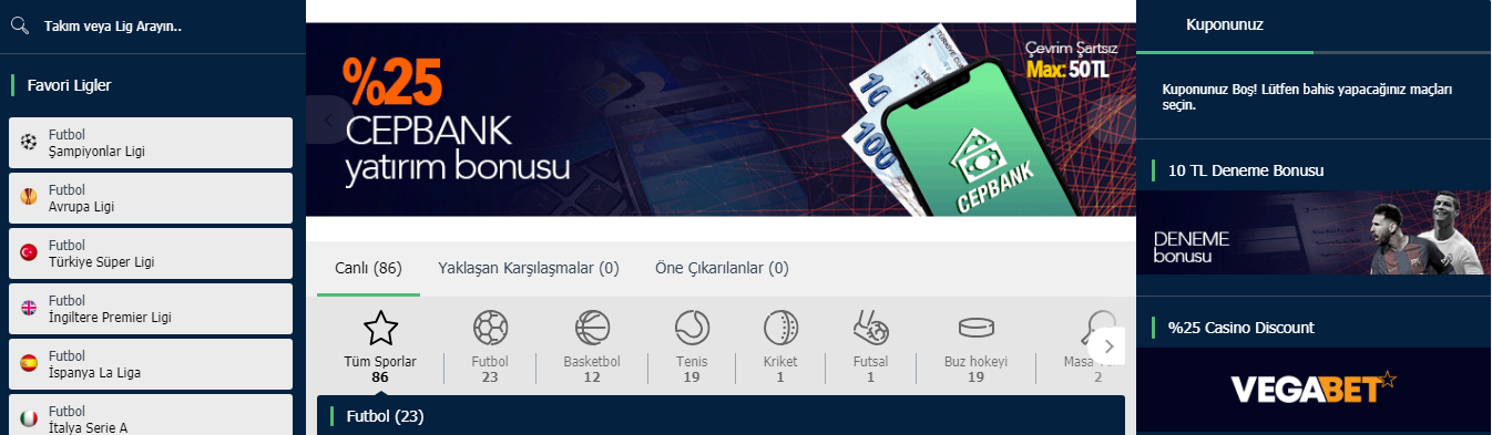 Vegabet Cepbank Çevrimsiz Bonusu